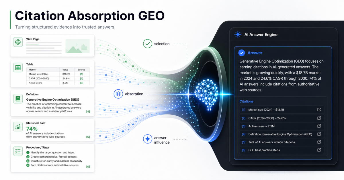 Citation Absorption GEO: Measure Answer Influence, Not Just AI Citations